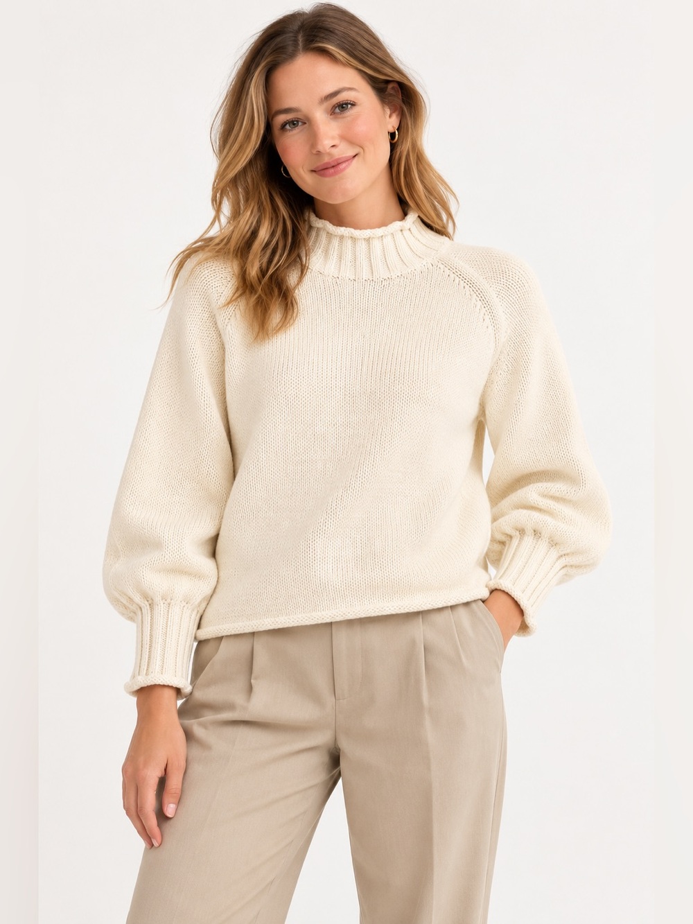 J.Crew 2025 Rollneck Sweater Ivory 100% Cotton Women’s Size S NWT